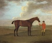 Francis Sartorius The Racehorse 'Basilimo' Held by a Groom on a Racecourse